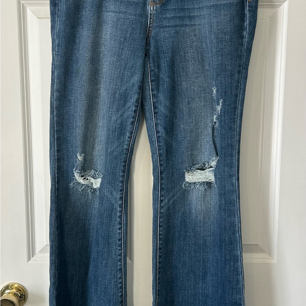 Judy Blue Distressed Raw Hem Flare Jeans